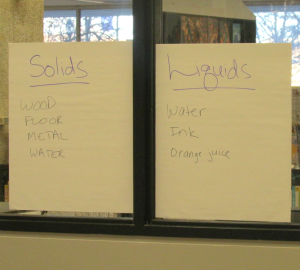 Kids' examples of states of matter.