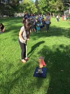 Bottle Rocket Launching, multiple launch stations to avoid too much waiting.