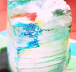Ice block with food colors