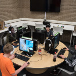 Teens play coop video games in The Lab. 21 Mar 2019